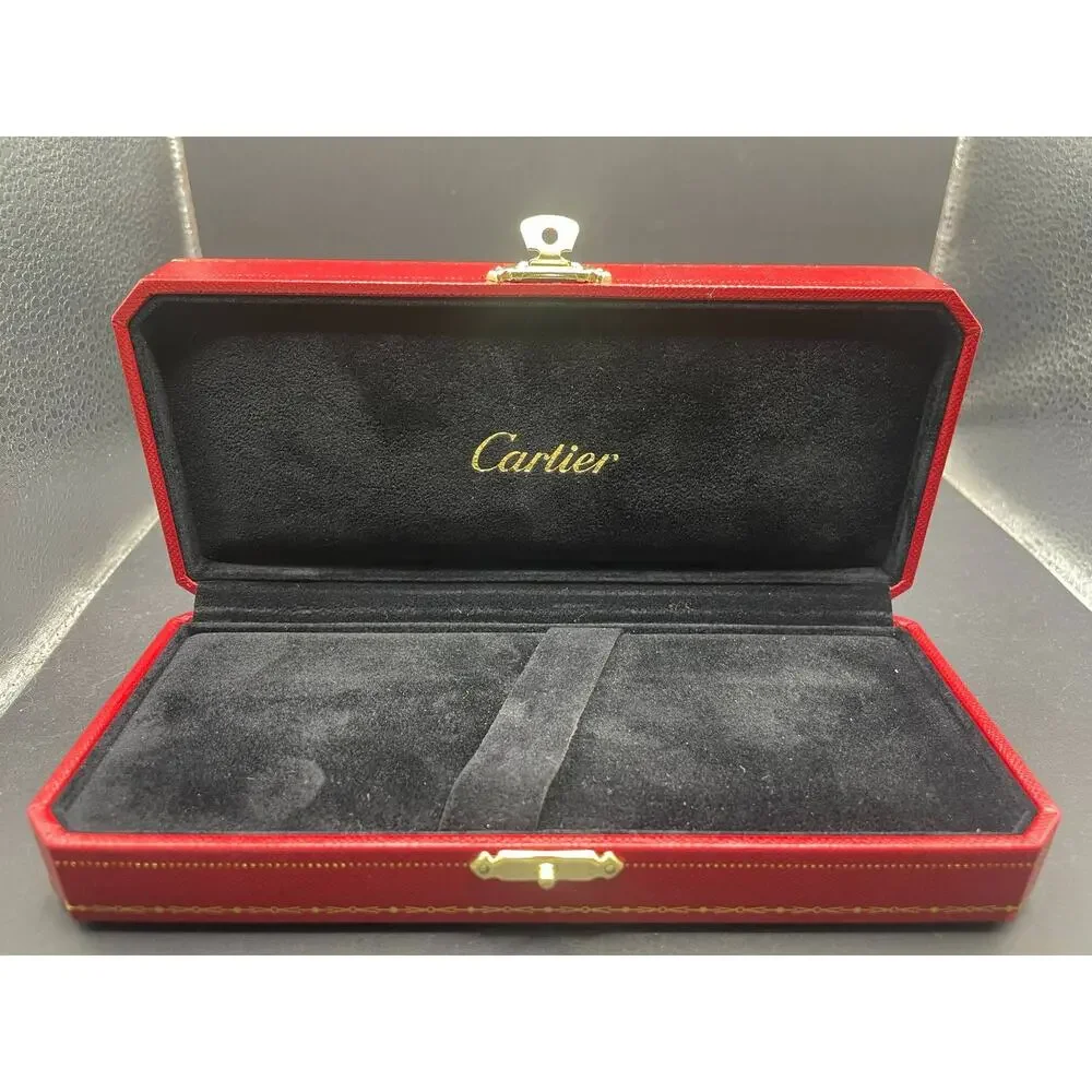 Cartier COST0046 Red Leatherette Presentation Box Case Gold Clasp Storage